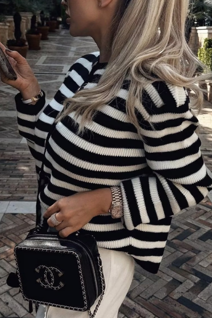 Slim Fit Striped Cardigan Cropped Top