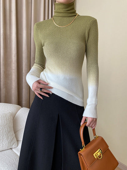 Art Purple High-neck Gradient Long Sleeve Sweater Qx018