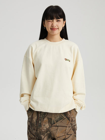 Playful Dachshund Running Printed Sweatshirt