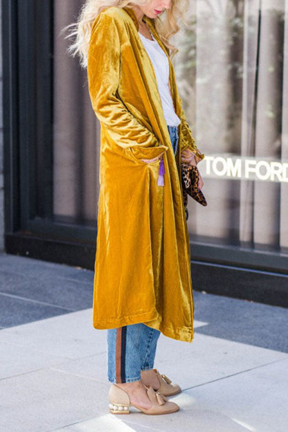 Velvet Cardigan Buttonless Outerwear Sweater