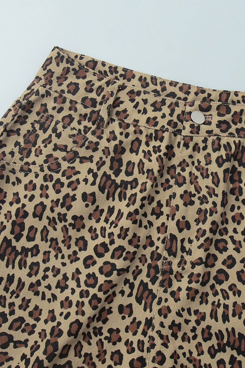 Cotton Leopard Print Shorts