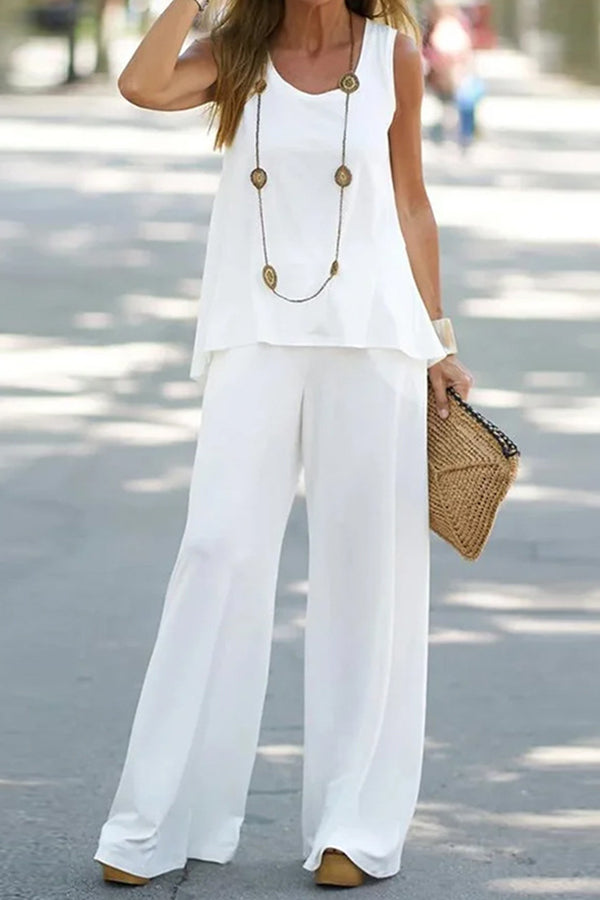 Summer Sleeveless T-shirt Trousers Two-piece Set