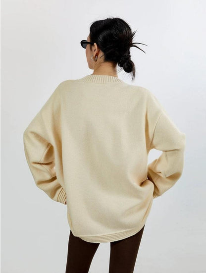 Ribbed Trim Oversized Button Zip Knit Cardigan