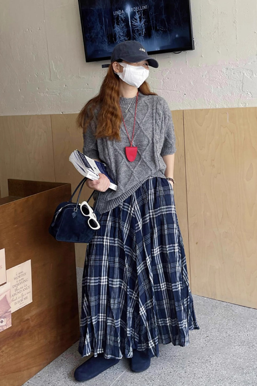 High-waist Plaid Flared Skirt