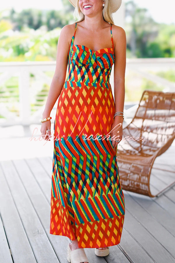 Jamila Unique Printed Backless High Rise Suspender Maxi Dress