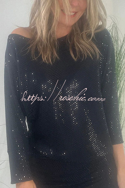 Full of Charm Sequin Dolman Sleeve Loose Midi Dress