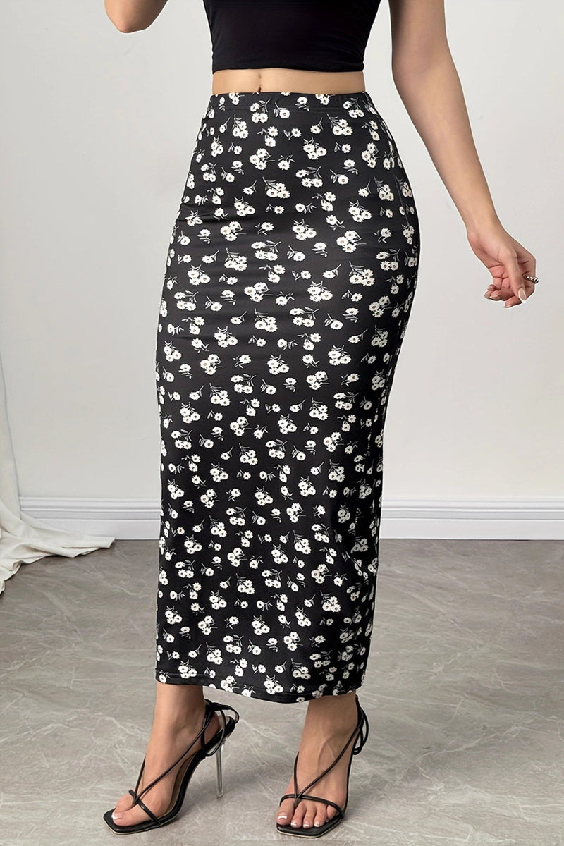 Slim Digital Print Comfortable Maxi Skirt