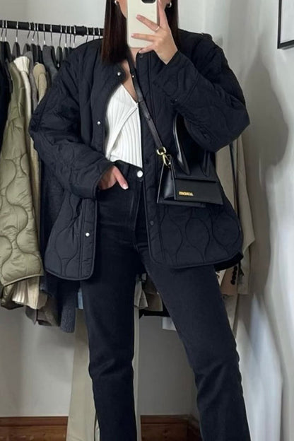 Stand-collar Single-breasted Mid-length Loose Cotton Coat