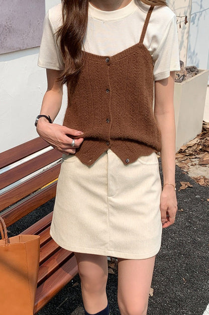 Corduroy High Waist A-line Skirt