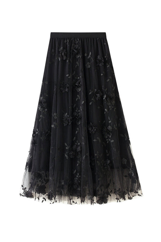 Mesh Embroidery Heavy Industry Skirt Large Size Gauze Skirt