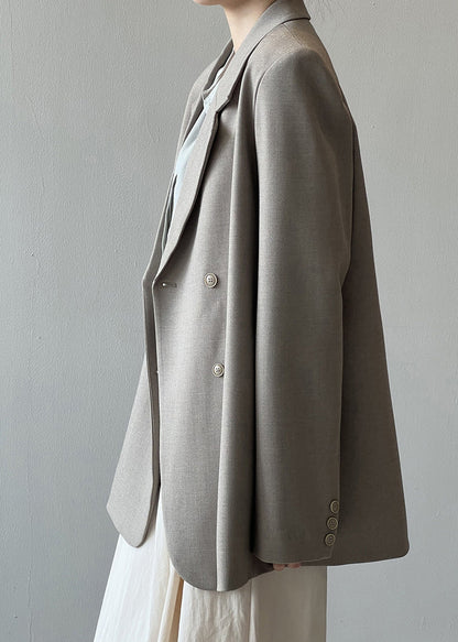 Italian Grey Coffee Notched Pockets Suit Coat Autumn Wd012