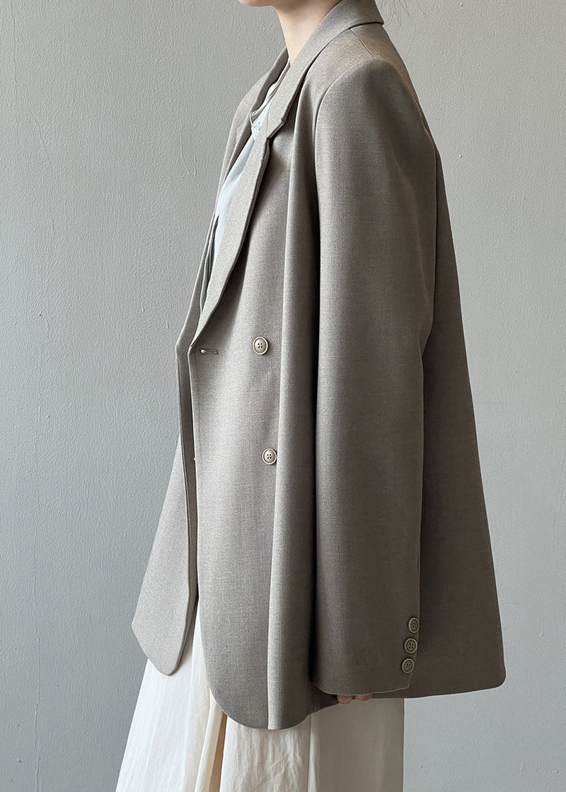 Italian Grey Coffee Notched Pockets Suit Coat Autumn Wd012