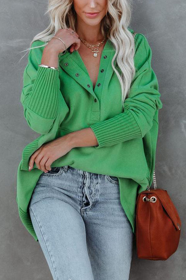 New V-neck Hooded Irregular Sweater