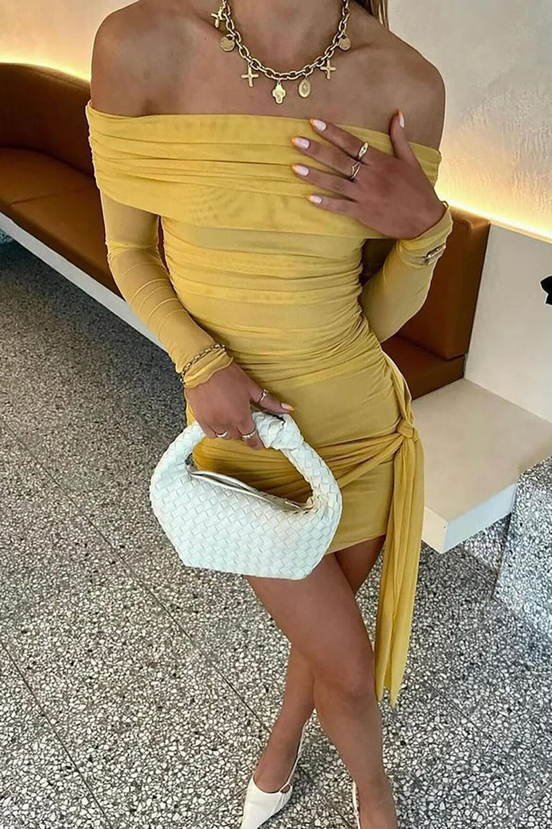 Tie Front Off Shoulder Mini Dress