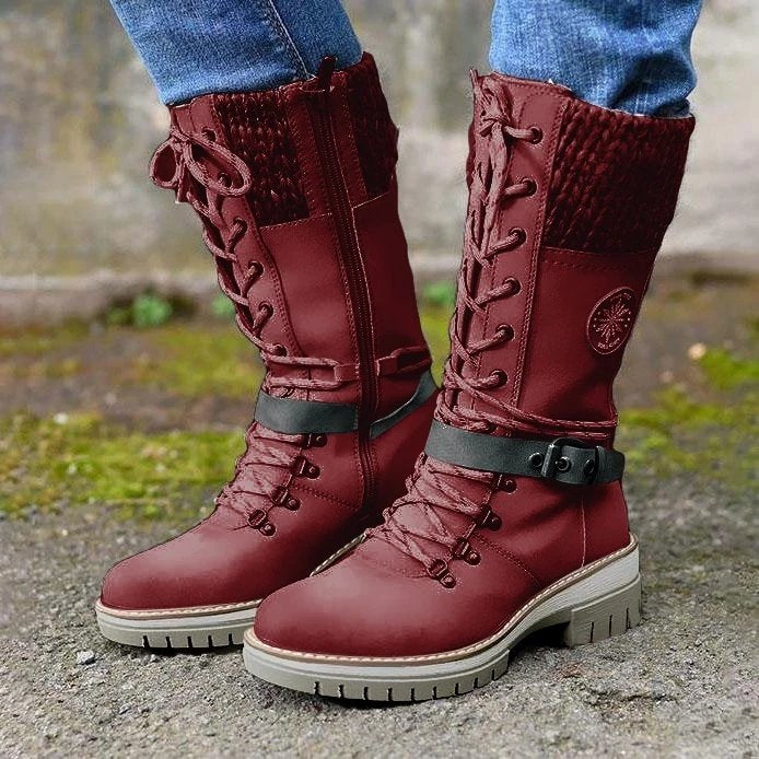 Mid Tube Square Heel Round Toe Martin Boots