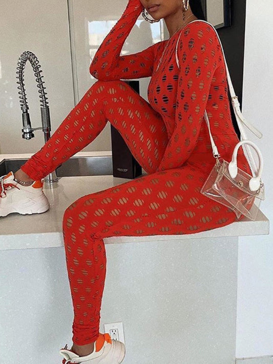 Sxy Turtleneck Cut Out Skinny Pants Set At8012