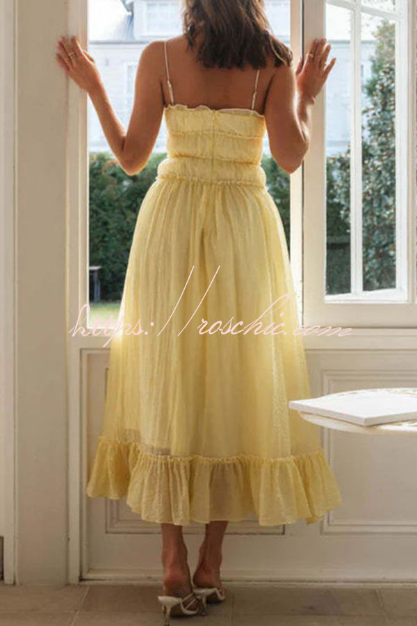 Strappy Pleated Paneled Strap Maxi Dress