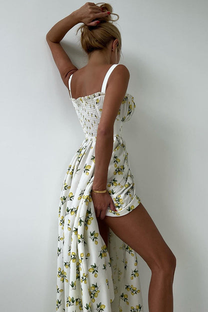 Cami Tie High Waist Slit Midi Dress