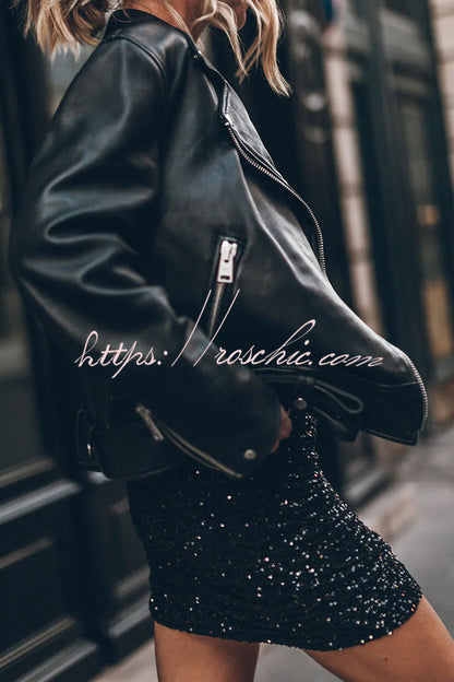 Best Item Sequin Side Ruched Elastic Waist Stretch Mini Skirt