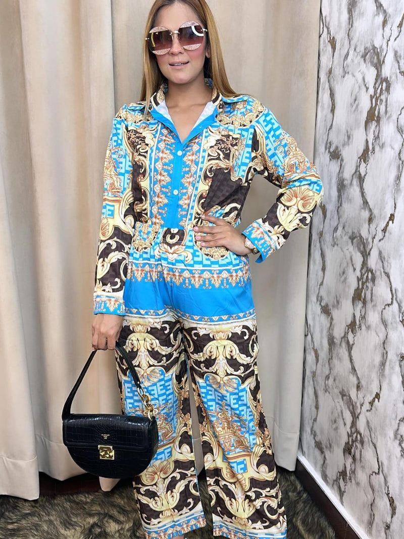 Nf Print Shirt & Pants Coord Set