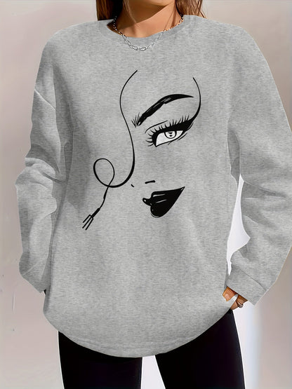 Graphic Print Pullover Sweatshirt Fg3549