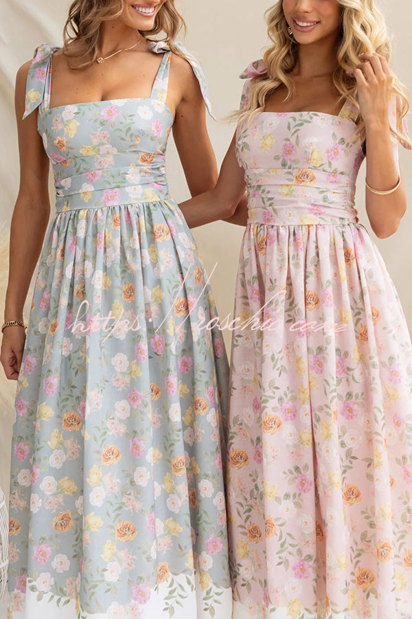 Print Suspenders Slim Maxi Dress