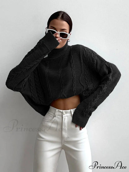 Cable Knit Graceful Turtleneck Oversized Sweater