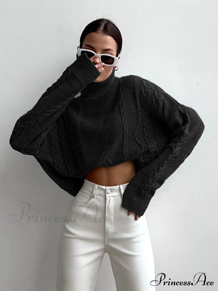 Cable Knit Graceful Turtleneck Oversized Sweater
