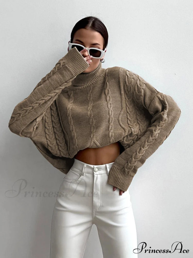 Cable Knit Graceful Turtleneck Oversized Sweater