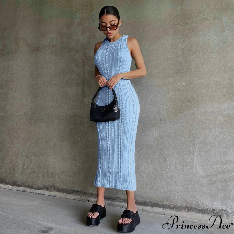 Cable Knit Stylish Tank Maxi Dress