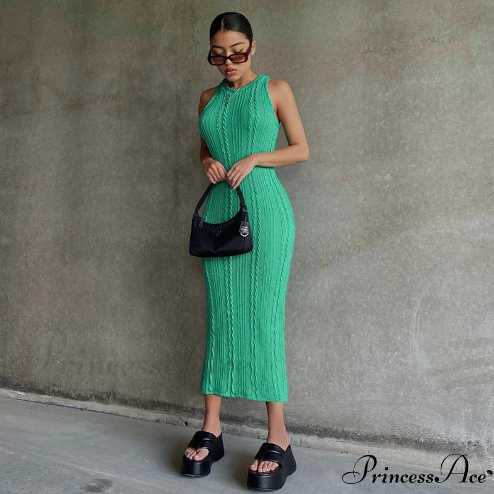 Cable Knit Stylish Tank Maxi Dress