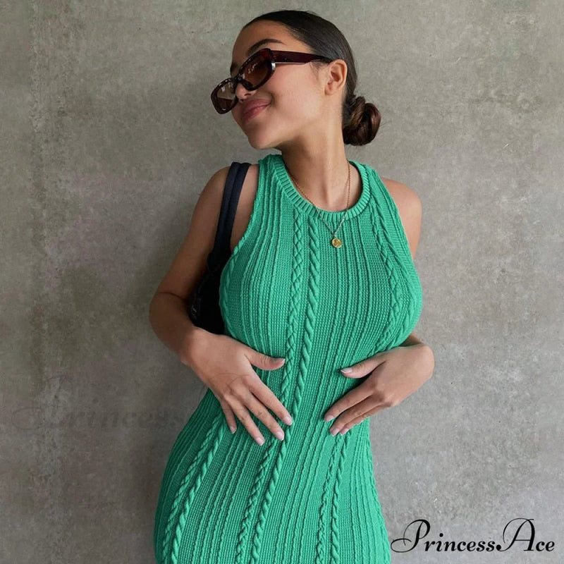 Cable Knit Stylish Tank Maxi Dress