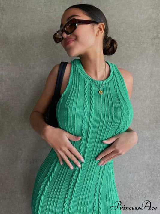 Cable Knit Stylish Tank Maxi Dress