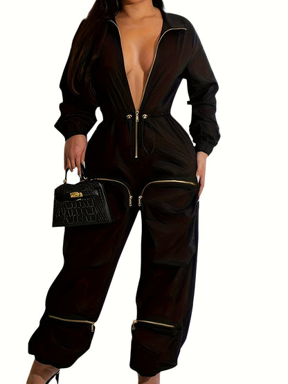 Zipper Cargo Jumpsuit Gd0547