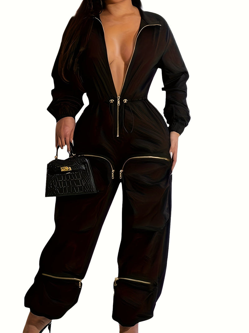 Zipper Cargo Jumpsuit Gd0547