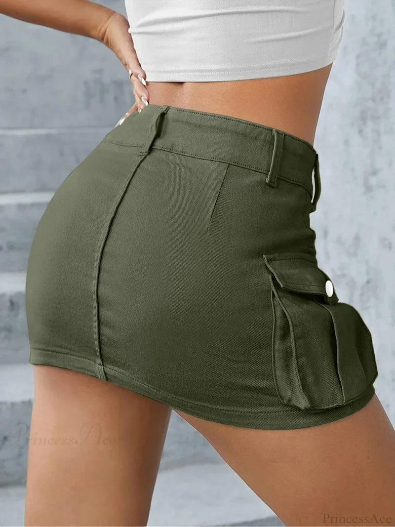 Cargo Pocket Low Waist Skirt