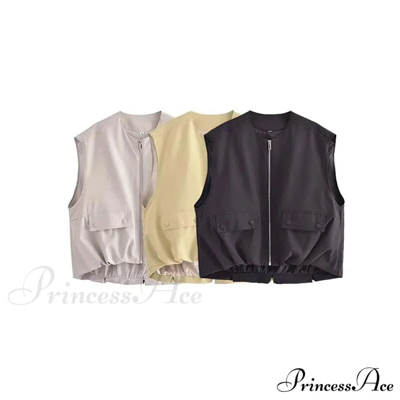 Cargo Pocket Stylish Drawstring Waistcoat
