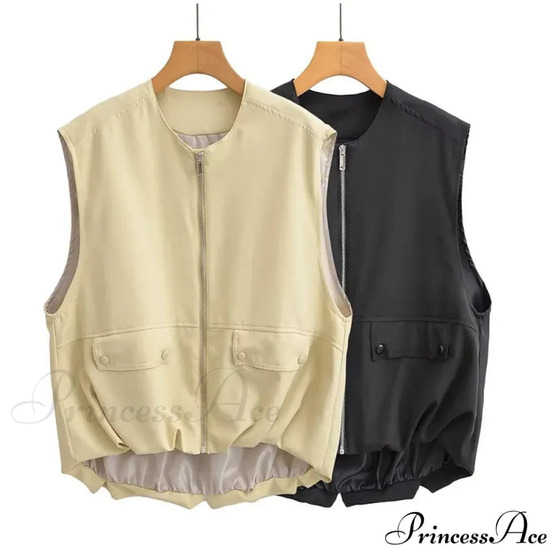 Cargo Pocket Stylish Drawstring Waistcoat