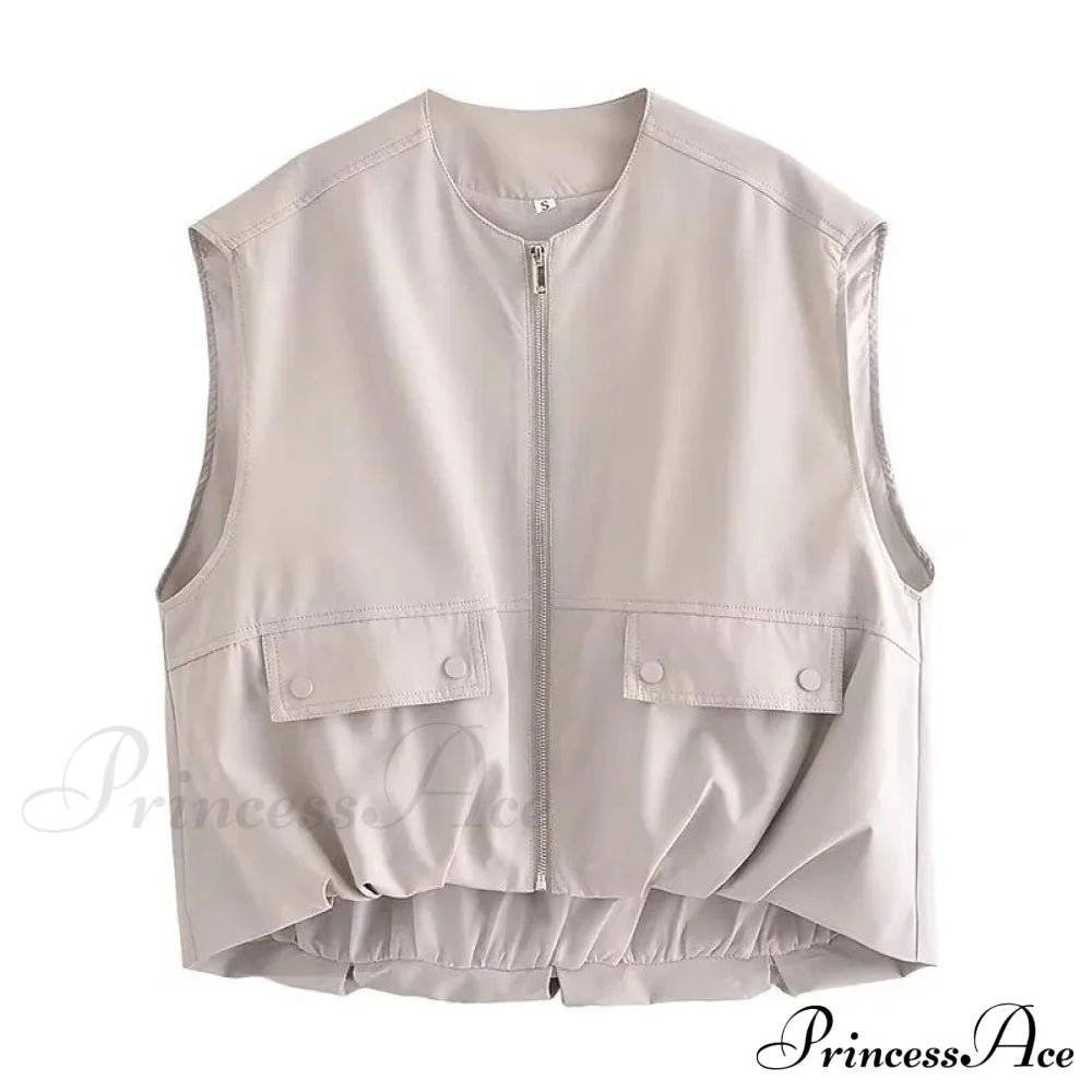 Cargo Pocket Stylish Drawstring Waistcoat