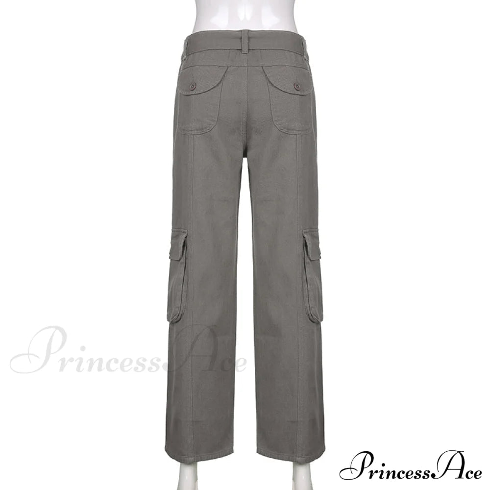 Cargo Mom Pants Baggy Low Leg Waist 90s Denim Wide Jeans Trousers Korean Grunge Hippie Outfits