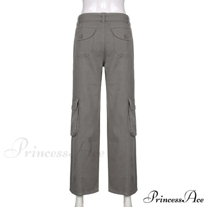 Cargo Mom Pants Baggy Low Leg Waist 90s Denim Wide Jeans Trousers Korean Grunge Hippie Outfits