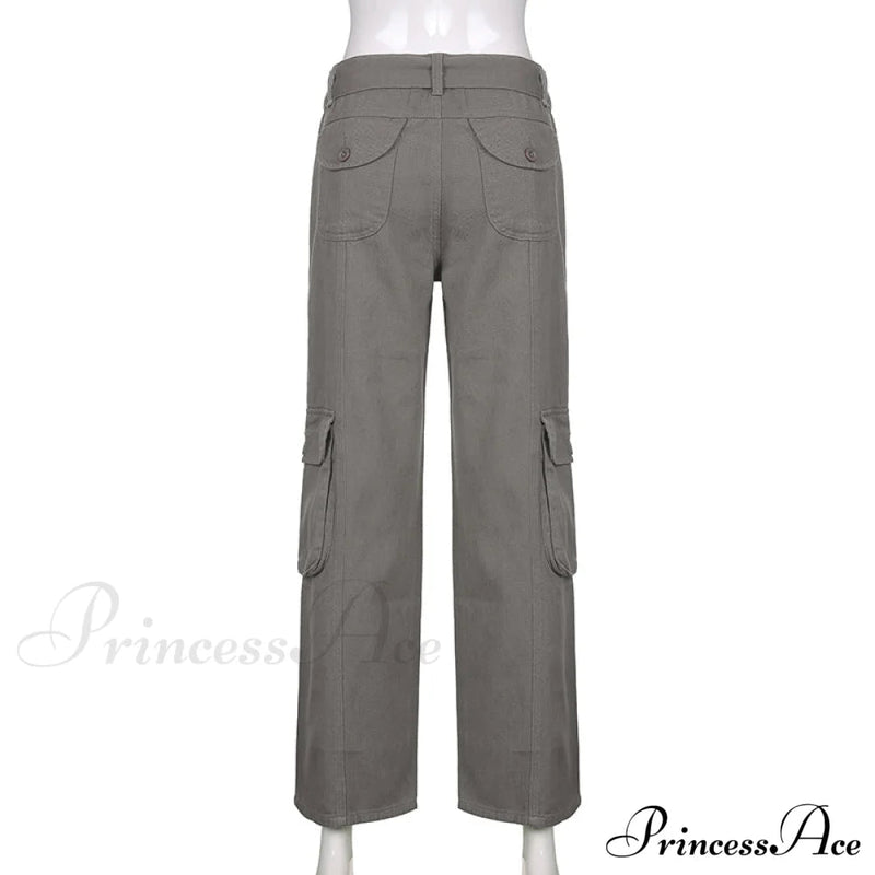 Cargo Mom Pants Baggy Low Leg Waist 90s Denim Wide Jeans Trousers Korean Grunge Hippie Outfits