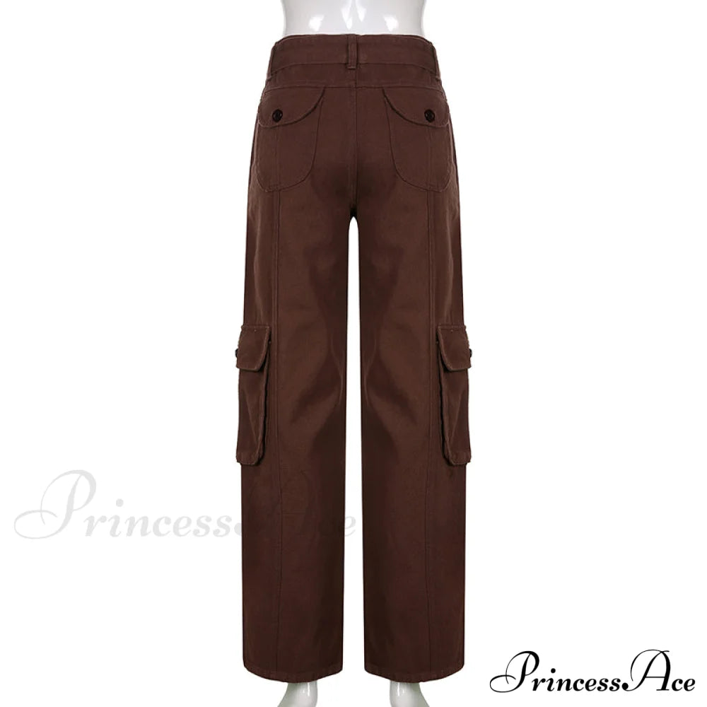 Cargo Mom Pants Baggy Low Leg Waist 90s Denim Wide Jeans Trousers Korean Grunge Hippie Outfits