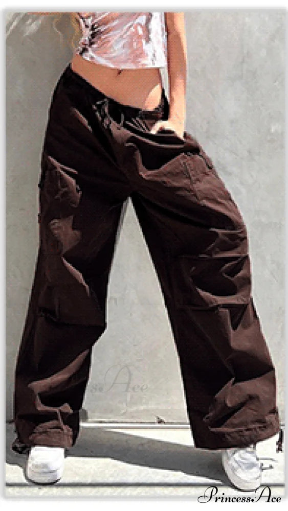 Cargo Mom Pants Baggy Low Leg Waist 90s Denim Wide Jeans Trousers Korean Grunge Hippie Outfits