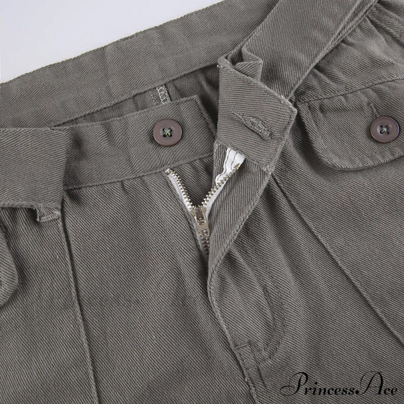 Cargo Mom Pants Baggy Low Leg Waist 90s Denim Wide Jeans Trousers Korean Grunge Hippie Outfits