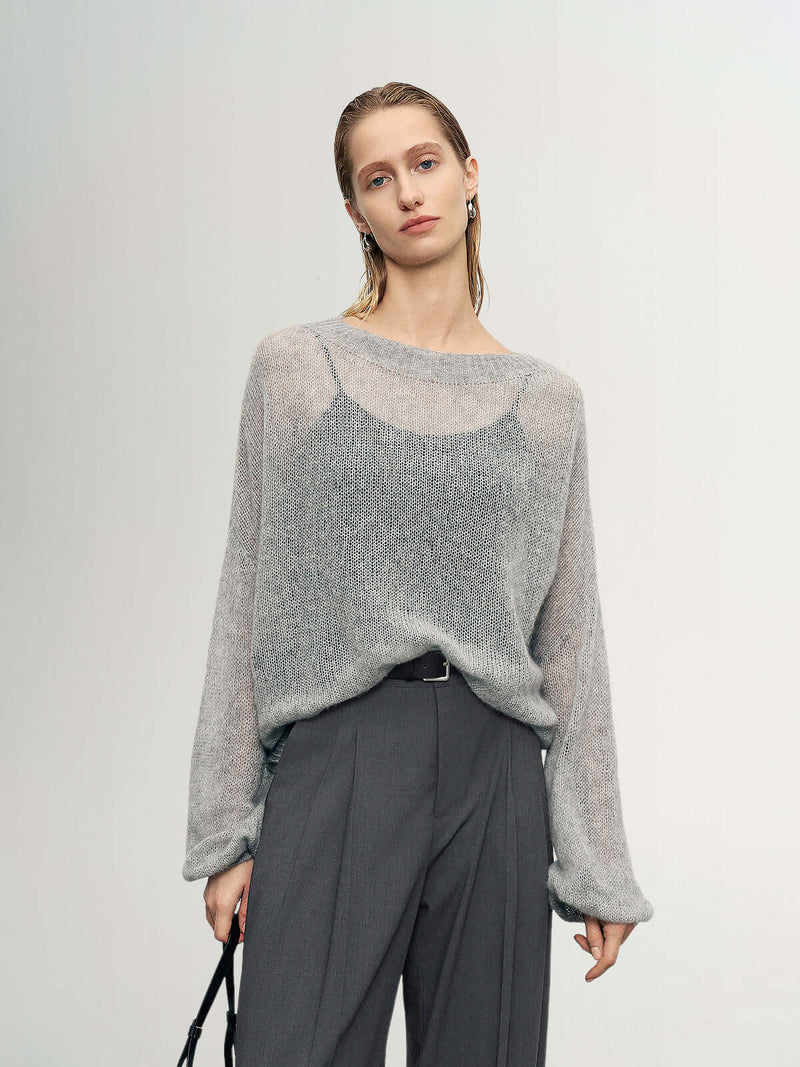 Cashmere-silk Relaxed Pullover Sweater