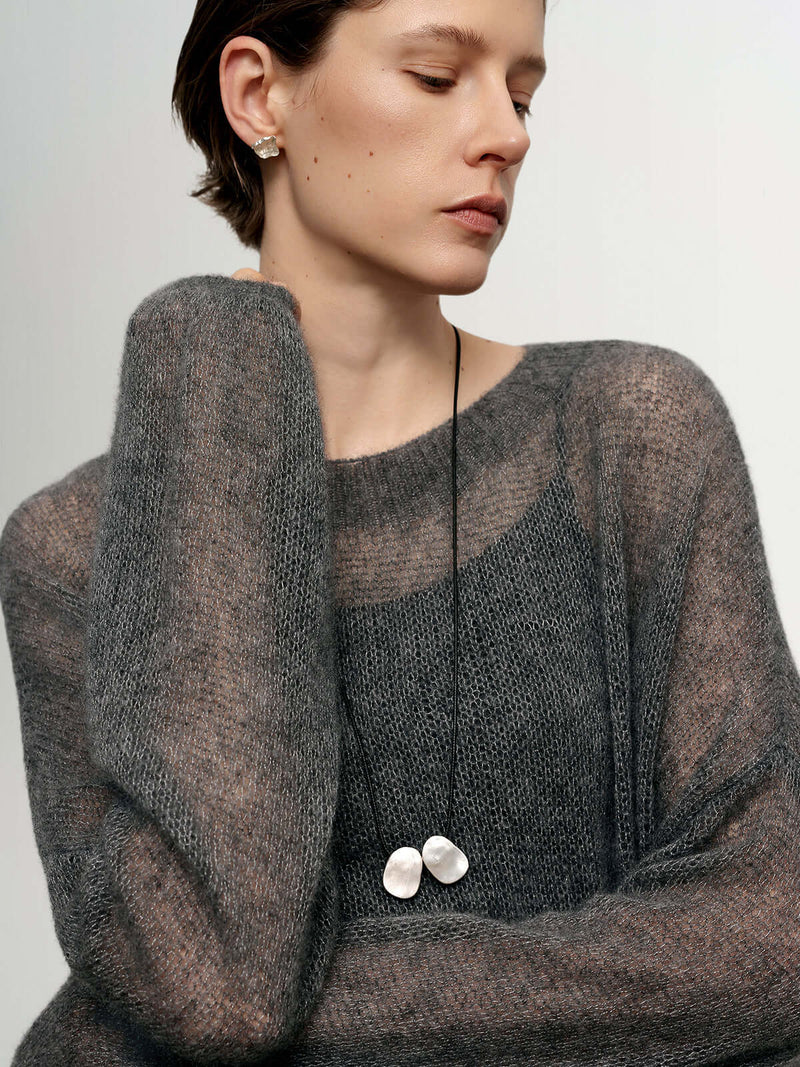 Cashmere-silk Relaxed Pullover Sweater
