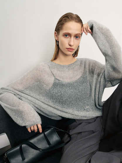 Cashmere-silk Relaxed Pullover Sweater