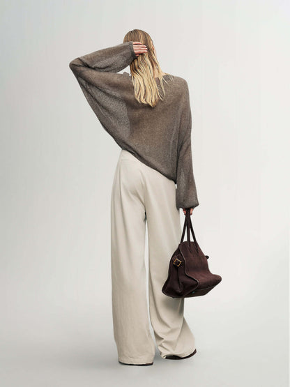 Cashmere-silk Relaxed Pullover Sweater