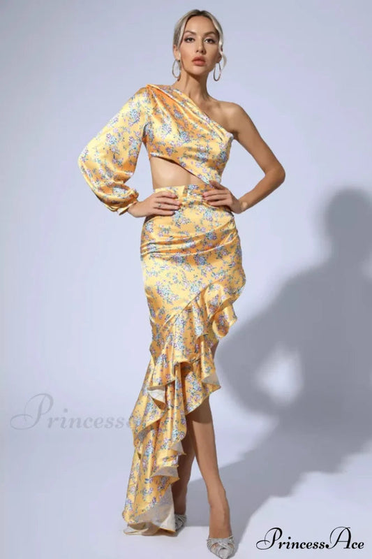 Cassidy One Shoulder Charming Maxi Dress